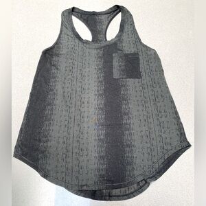 Lululemon Pocket Racerback Tank Top in Black paintbrush strokes design. Size 6
